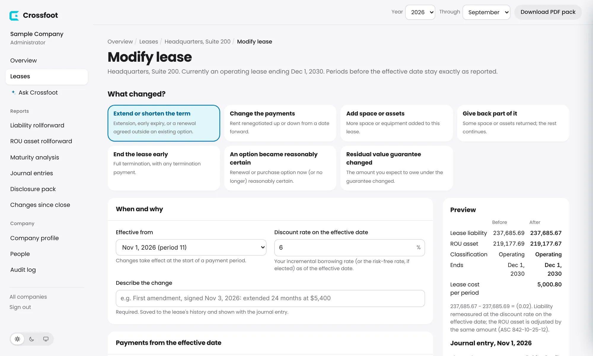 Choose what changed. Each option explains when to use it.
