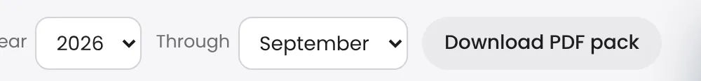 Pick the year and the month you're reporting through. Every page follows your choice.